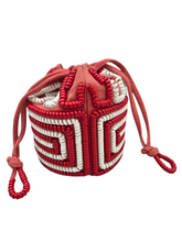 Load image into Gallery viewer, 1940s RARE Red and White Drawstring Telephone Cord Bag