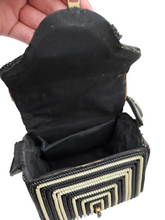Load image into Gallery viewer, 1940s Black and White Telephone Cord Box Bag