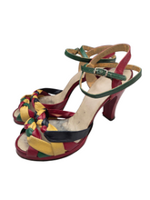 Load image into Gallery viewer, 1940s Rare Multicoloured Strappy Sandals