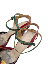 Load image into Gallery viewer, 1940s Rare Multicoloured Strappy Sandals
