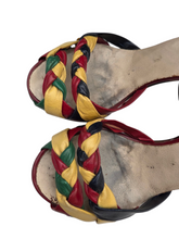Load image into Gallery viewer, 1940s Rare Multicoloured Strappy Sandals