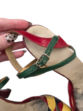 Load image into Gallery viewer, 1940s Rare Multicoloured Strappy Sandals
