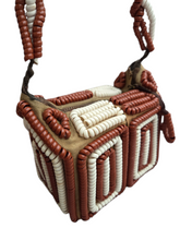 Load image into Gallery viewer, 1940s Rare Brown and White Telephone Cord Box Bag