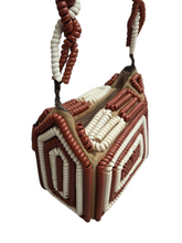 Load image into Gallery viewer, 1940s Rare Brown and White Telephone Cord Box Bag