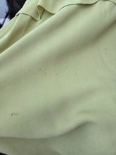 Load image into Gallery viewer, 1940s Chartreuse Green Crepe Dress With Blue Galalith Buckle and Rainbow Sash