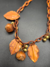 Load image into Gallery viewer, 1940s Cinnamon Brown Acorn and Leaf Necklace and Brooch Set