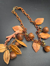 Load image into Gallery viewer, 1940s Cinnamon Brown Acorn and Leaf Necklace and Brooch Set