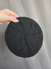 Load image into Gallery viewer, 1940s Black Gimp Crochet Drawstring Duffle Bag