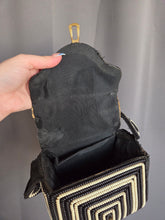 Load image into Gallery viewer, 1940s Black and White Telephone Cord Box Bag