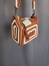 Load image into Gallery viewer, 1940s Rare Brown and White Telephone Cord Box Bag