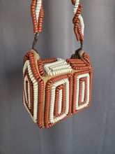Load image into Gallery viewer, 1940s Rare Brown and White Telephone Cord Box Bag