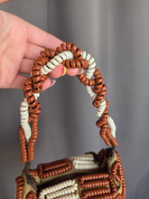 Load image into Gallery viewer, 1940s Rare Brown and White Telephone Cord Box Bag