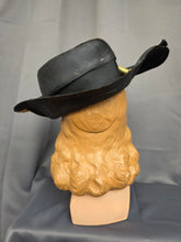 Load image into Gallery viewer, 1920s Black Raffia Hat With Green Ribbon and Buckle