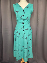 Load image into Gallery viewer, 1940s Turquoise Blue Elephant Print Sun Dress and Bolero Set