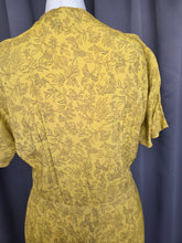 Load image into Gallery viewer, 1940s Yellow and Black Silk Rayon Dress