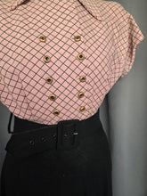 Load image into Gallery viewer, 1940s Pink Checked And Black Colour Block Dress