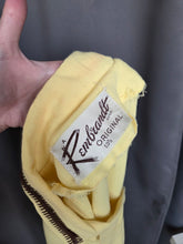 Load image into Gallery viewer, 1940s Yellow Linen Dress With Brown Detailing and Pockets