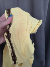 Load image into Gallery viewer, 1940s Yellow Linen Dress With Brown Detailing and Pockets