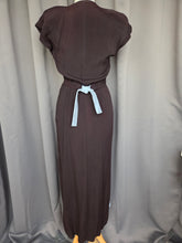 Load image into Gallery viewer, 1940s Pale Blue and Black Colourblock Long Tie Dress