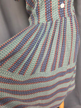 Load image into Gallery viewer, 1940s Orange, Blue and Green Striped Floral Dress