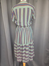 Load image into Gallery viewer, 1940s Orange, Blue and Green Striped Floral Dress