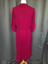 Load image into Gallery viewer, 1940s Raspberry/Burgundy Soutache Peplum Dress