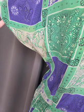 Load image into Gallery viewer, 1940s Blue/Purple and Green Tile Print Silk Dress