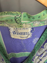 Load image into Gallery viewer, 1940s Blue/Purple and Green Tile Print Silk Dress
