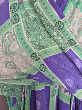 Load image into Gallery viewer, 1940s Blue/Purple and Green Tile Print Silk Dress