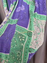 Load image into Gallery viewer, 1940s Blue/Purple and Green Tile Print Silk Dress