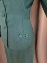Load image into Gallery viewer, 1940s Dark Teal Gabardine Pointed Collar Suit