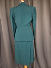Load image into Gallery viewer, 1940s Dark Teal Gabardine Pointed Collar Suit