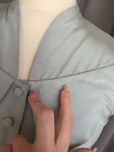 Load image into Gallery viewer, 1940s Pale Blue Silk Suit With Peplum Collar and Raglan Sleeve