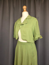 Load image into Gallery viewer, 1940s Dark Chartreuse Summer Suit