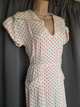 Load image into Gallery viewer, 1940s Red and White Polka Dot Dress