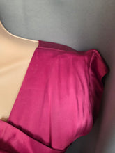 Load image into Gallery viewer, 1950s Magenta Pink Liquid Satin Dress With Pleats and Layered Collar