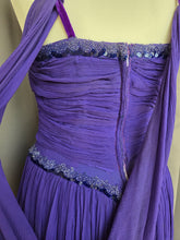 Load image into Gallery viewer, 1940s Purple/Blue Long Evening Dress With Sequins and Drape