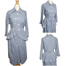 Load image into Gallery viewer, 1940s Blue and White Gingham Summer Suit