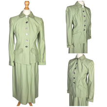 Load image into Gallery viewer, 1940s Apple Green Round Collar Suit