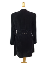 Load image into Gallery viewer, 1940s Black Thick Velvet Swing Jacket/Coat With Huge Belt and Studs