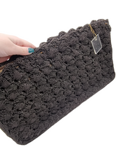 Load image into Gallery viewer, 1940s MEGA Dark Brown Crochet Clucth Bag With Lucite Pull