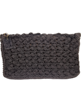Load image into Gallery viewer, 1940s MEGA Dark Brown Crochet Clucth Bag With Lucite Pull