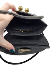Load image into Gallery viewer, 1930s/1940s Black Stitched Edge Leather Bag
