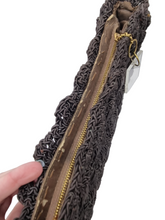 Load image into Gallery viewer, 1940s MEGA Dark Brown Crochet Clucth Bag With Lucite Pull