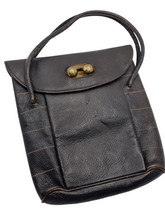 Load image into Gallery viewer, 1930s/1940s Black Stitched Edge Leather Bag
