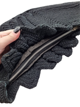 Load image into Gallery viewer, 1940s Huge Chunky Black Crochet Clutch Bag