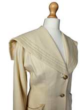 Load image into Gallery viewer, 1940s Cream Sailor Coat With Nautical Collar Back and Buttons