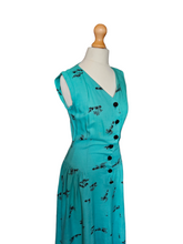 Load image into Gallery viewer, 1940s Turquoise Blue Elephant Print Sun Dress and Bolero Set