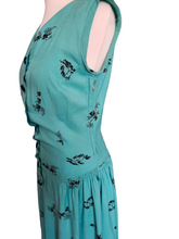 Load image into Gallery viewer, 1940s Turquoise Blue Elephant Print Sun Dress and Bolero Set