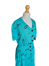 Load image into Gallery viewer, 1940s Turquoise Blue Elephant Print Sun Dress and Bolero Set